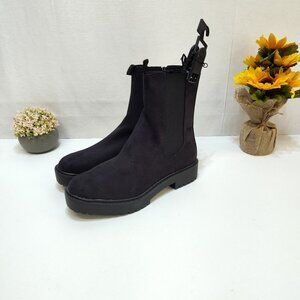 Time and Tru Mid Shaft Chelsea Faux Suede Boots Side Zip Lug Soles Womens Sz 11